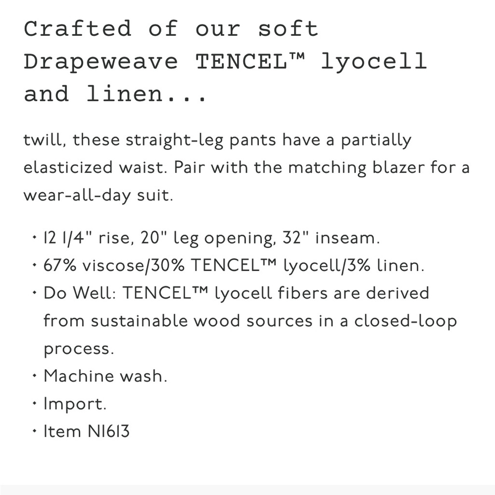 Madewell Neale Straight Leg / Wide Leg Trouser - Picture 6 of 9